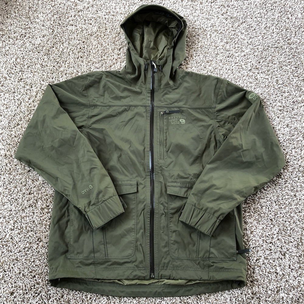 Mountain Hardwear Ozonic Rain Jacket Mens Medium Green Waterproof Packable Dry Q
